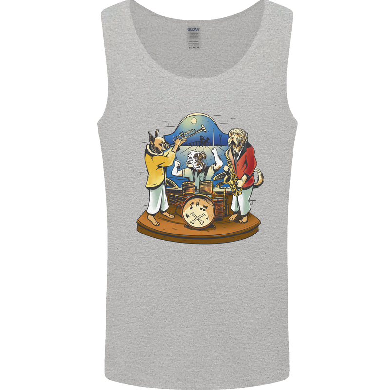 Dog Jazz Band Funny Music Mens Vest Tank Top Sports Grey