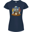 Dog Jazz Band Funny Music Womens Petite Cut T-Shirt Navy Blue