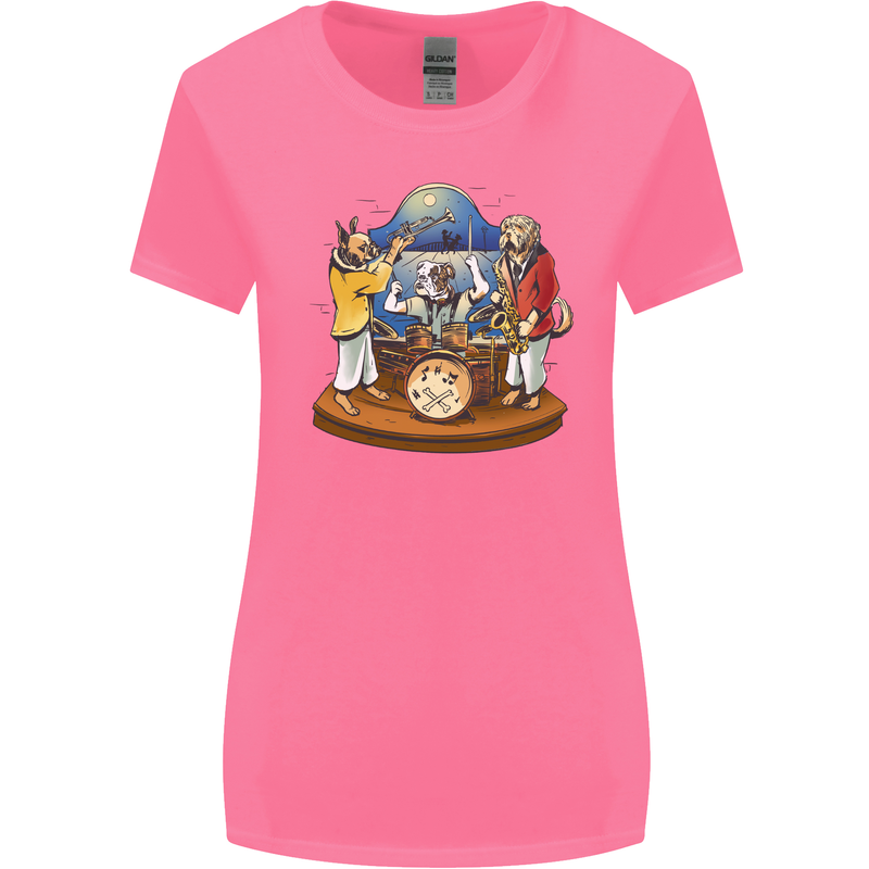 Dog Jazz Band Funny Music Womens Wider Cut T-Shirt Azalea