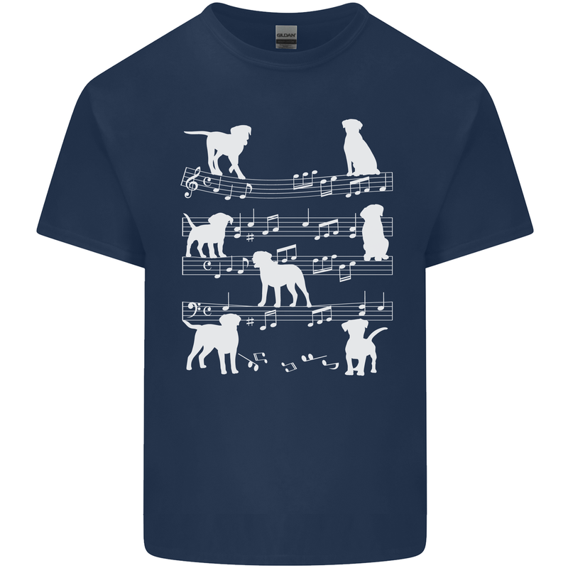 Dog Music Musical Notes Piano Guitar Kids T-Shirt Childrens Navy Blue