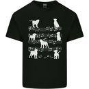 Dog Music Musical Notes Piano Guitar Mens Cotton T-Shirt Tee Top Black