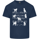 Dog Music Musical Notes Piano Guitar Mens Cotton T-Shirt Tee Top Navy Blue