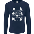 Dog Music Musical Notes Piano Guitar Mens Long Sleeve T-Shirt Navy Blue