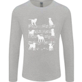 Dog Music Musical Notes Piano Guitar Mens Long Sleeve T-Shirt Sports Grey