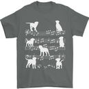 Dog Music Musical Notes Piano Guitar Mens T-Shirt 100% Cotton Charcoal