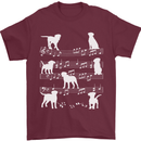 Dog Music Musical Notes Piano Guitar Mens T-Shirt 100% Cotton Maroon