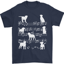 Dog Music Musical Notes Piano Guitar Mens T-Shirt 100% Cotton Navy Blue