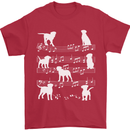 Dog Music Musical Notes Piano Guitar Mens T-Shirt 100% Cotton Red