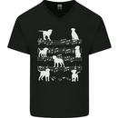 Dog Music Musical Notes Piano Guitar Mens V-Neck Cotton T-Shirt Black