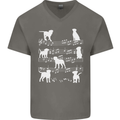 Dog Music Musical Notes Piano Guitar Mens V-Neck Cotton T-Shirt Charcoal