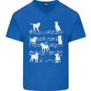 Dog Music Musical Notes Piano Guitar Mens V-Neck Cotton T-Shirt Royal Blue