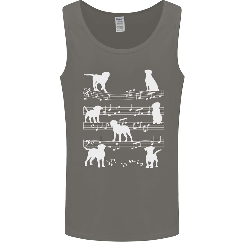 Dog Music Musical Notes Piano Guitar Mens Vest Tank Top Charcoal