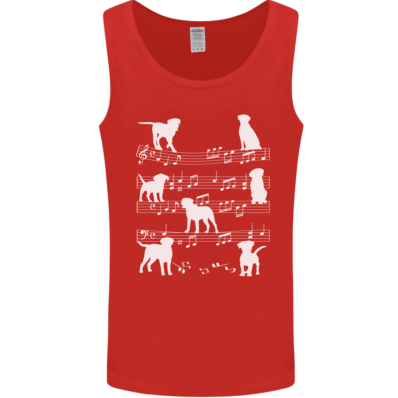 Dog Music Musical Notes Piano Guitar Mens Vest Tank Top Red