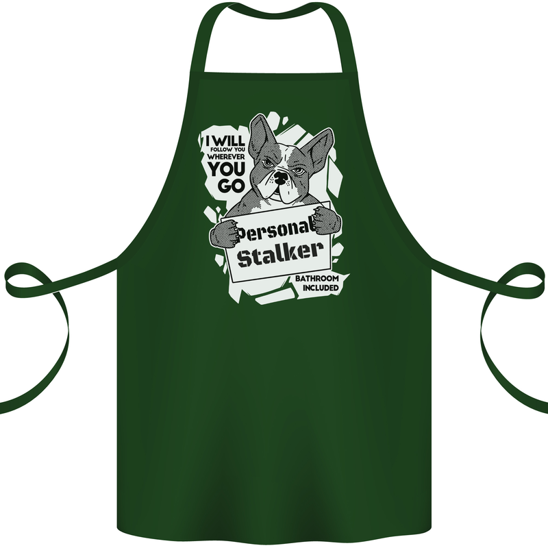 Dog Stalker Funny Cotton Apron 100% Organic Forest Green