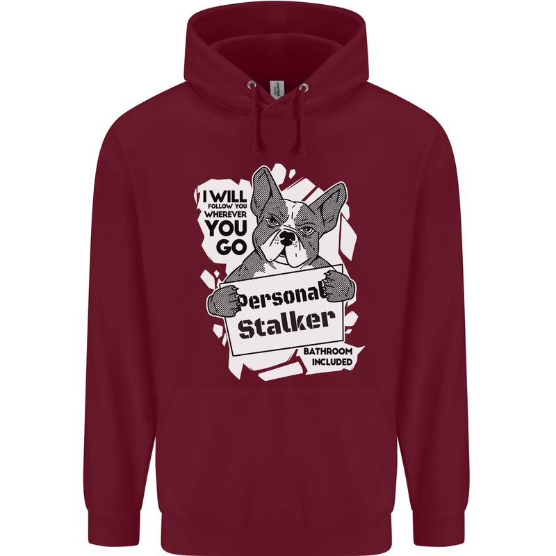 Dog Stalker Funny Mens 80% Cotton Hoodie Maroon