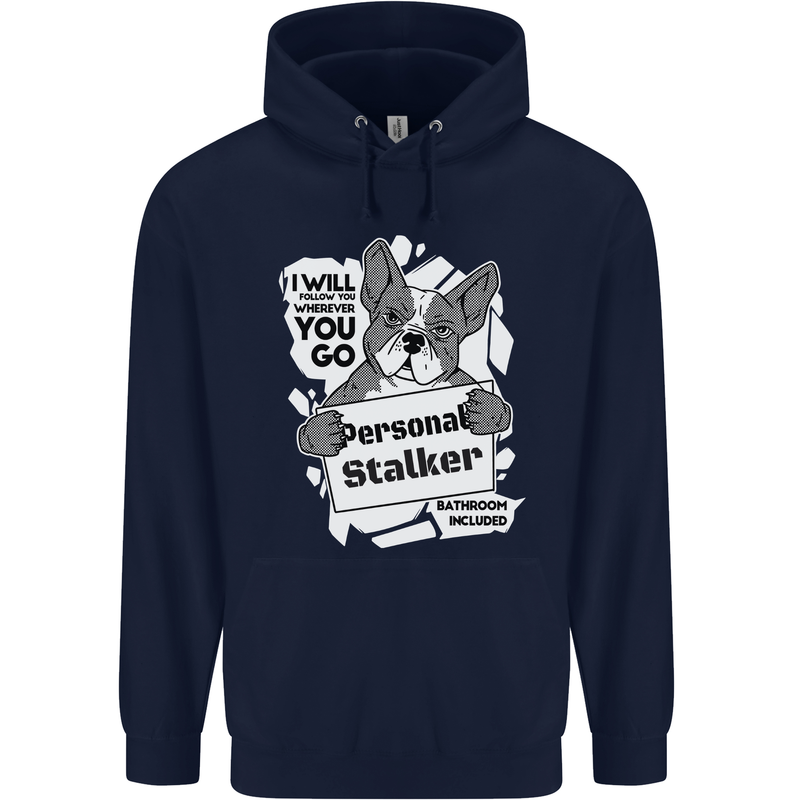 Dog Stalker Funny Mens 80% Cotton Hoodie Navy Blue