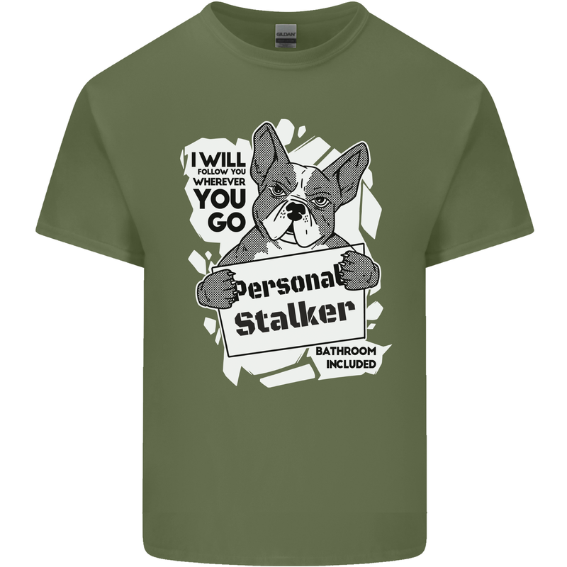 Dog Stalker Funny Mens Cotton T-Shirt Tee Top Military Green