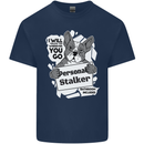 Dog Stalker Funny Mens Cotton T-Shirt Tee Top Navy Blue