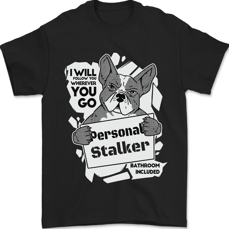 Dog Stalker Funny Mens T-Shirt 100% Cotton Black