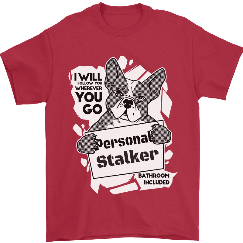 Dog Stalker Funny Mens T-Shirt 100% Cotton Red