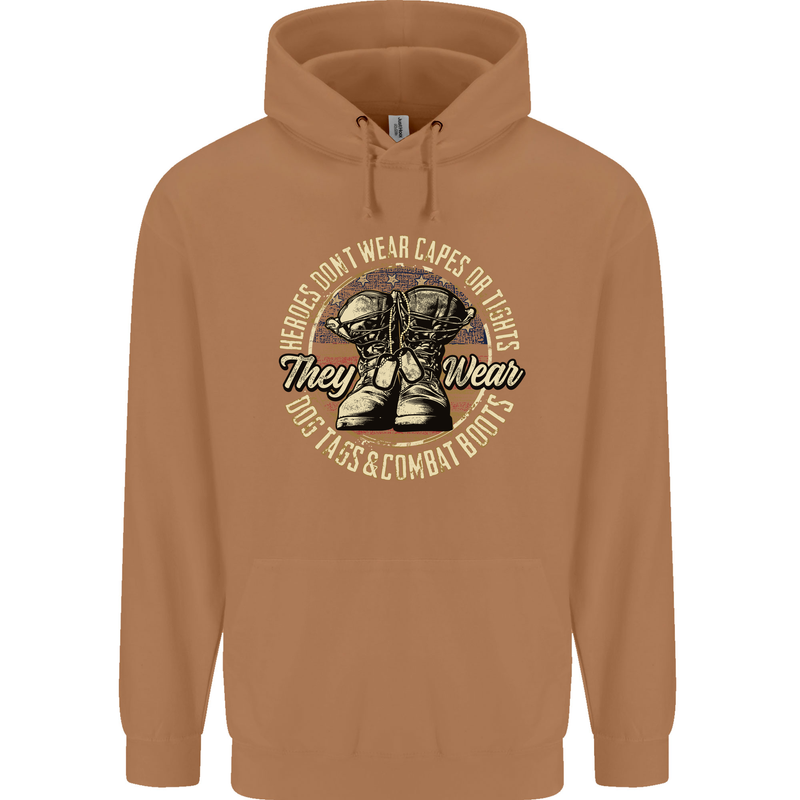 Dog Tags Army Veteran Military Marines Soldier Mens 80% Cotton Hoodie Caramel Latte