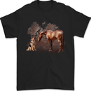 Dog and Horse German Shepherd Alsatian Mens T-Shirt 100% Cotton Black