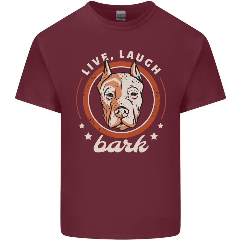 Dogo Argentino Live Laugh Bark Dog Mens Cotton T-Shirt Tee Top Maroon