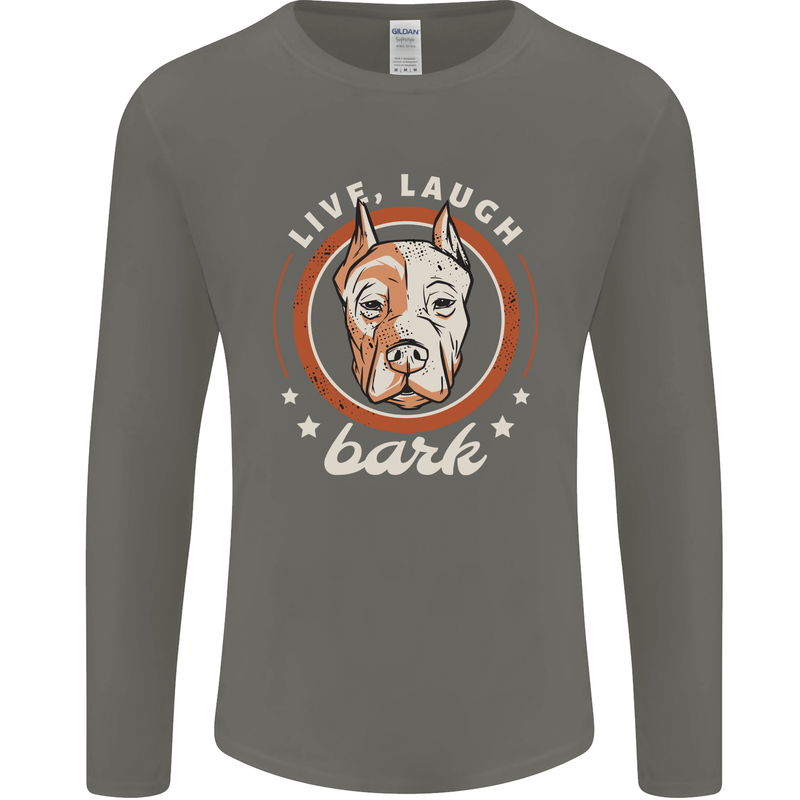Dogo Argentino Live Laugh Bark Dog Mens Long Sleeve T-Shirt Charcoal