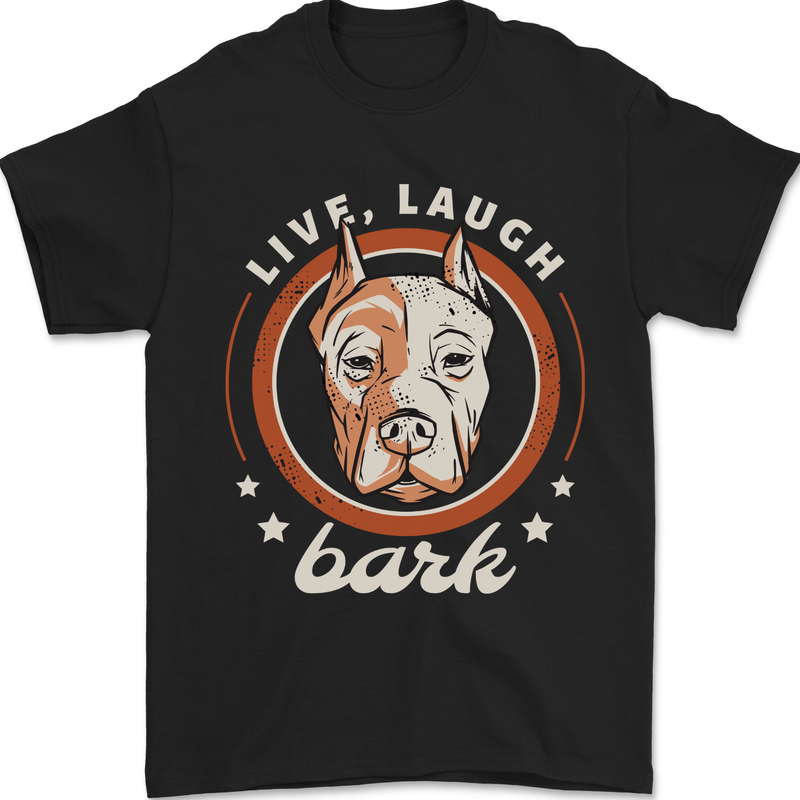 Dogo Argentino Live Laugh Bark Dog Mens T-Shirt 100% Cotton Black
