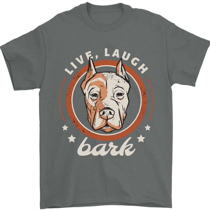 Dogo Argentino Live Laugh Bark Dog Mens T-Shirt 100% Cotton Charcoal
