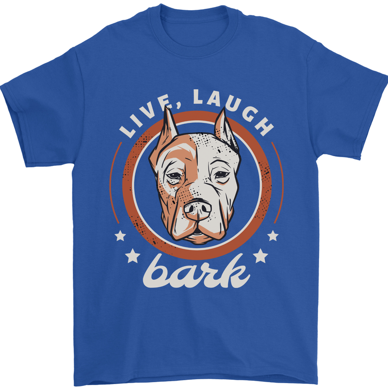 Dogo Argentino Live Laugh Bark Dog Mens T-Shirt 100% Cotton Royal Blue