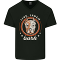 Dogo Argentino Live Laugh Bark Dog Mens V-Neck Cotton T-Shirt Black