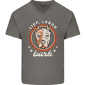 Dogo Argentino Live Laugh Bark Dog Mens V-Neck Cotton T-Shirt Charcoal