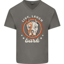 Dogo Argentino Live Laugh Bark Dog Mens V-Neck Cotton T-Shirt Charcoal