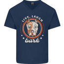 Dogo Argentino Live Laugh Bark Dog Mens V-Neck Cotton T-Shirt Navy Blue