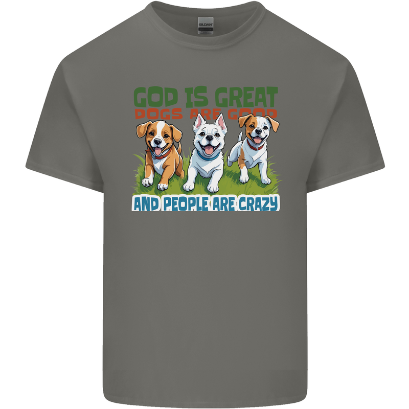 Dogs God is Great Christian Christianity Jesus Mens Cotton T-Shirt Tee Top Charcoal