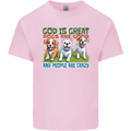 Dogs God is Great Christian Christianity Jesus Mens Cotton T-Shirt Tee Top Light Pink