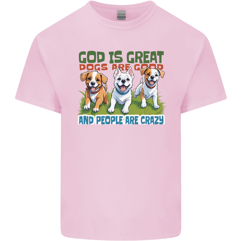 Dogs God is Great Christian Christianity Jesus Mens Cotton T-Shirt Tee Top Light Pink