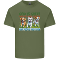 Dogs God is Great Christian Christianity Jesus Mens Cotton T-Shirt Tee Top Military Green