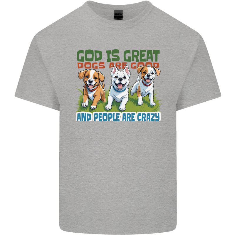Dogs God is Great Christian Christianity Jesus Mens Cotton T-Shirt Tee Top Sports Grey