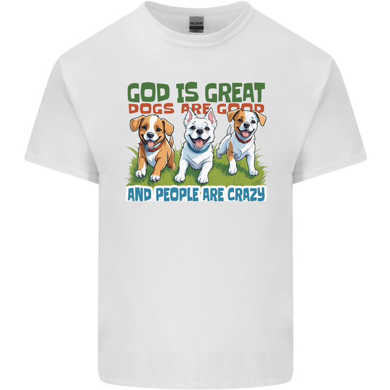 Dogs God is Great Christian Christianity Jesus Mens Cotton T-Shirt Tee Top White