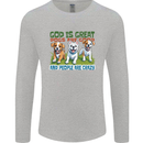 Dogs God is Great Christian Christianity Jesus Mens Long Sleeve T-Shirt Sports Grey