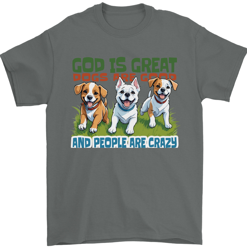 Dogs God is Great Christian Christianity Jesus Mens T-Shirt 100% Cotton Charcoal