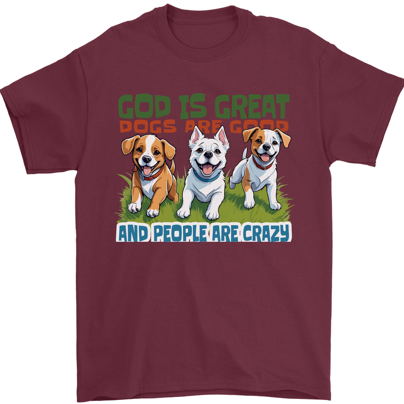 Dogs God is Great Christian Christianity Jesus Mens T-Shirt 100% Cotton Maroon