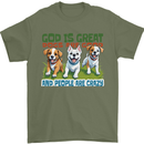 Dogs God is Great Christian Christianity Jesus Mens T-Shirt 100% Cotton Military Green