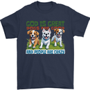 Dogs God is Great Christian Christianity Jesus Mens T-Shirt 100% Cotton Navy Blue