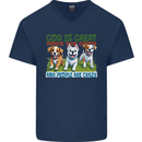 Dogs God is Great Christian Christianity Jesus Mens V-Neck Cotton T-Shirt Navy Blue