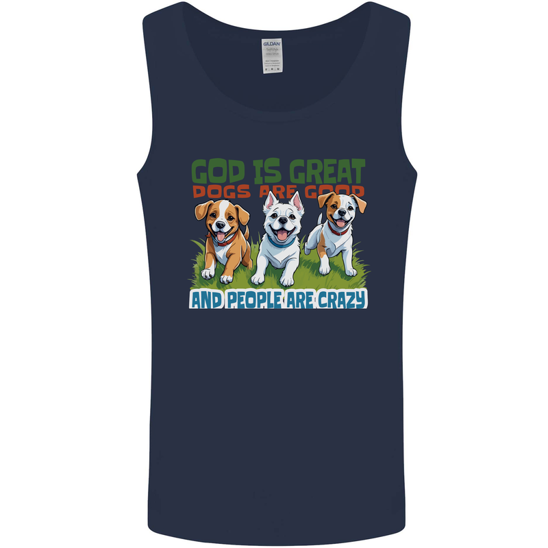 Dogs God is Great Christian Christianity Jesus Mens Vest Tank Top Navy Blue