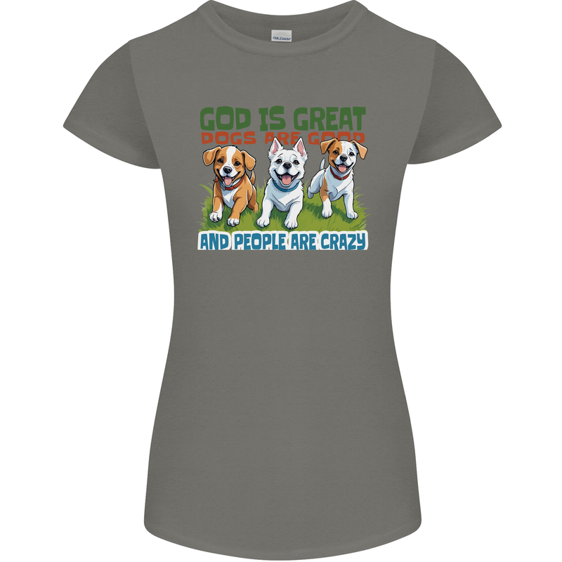 Dogs God is Great Christian Christianity Jesus Womens Petite Cut T-Shirt Charcoal