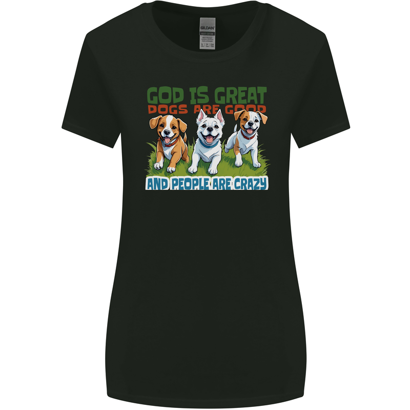 Dogs God is Great Christian Christianity Jesus Womens Wider Cut T-Shirt Black